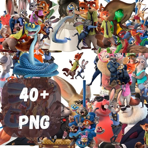 Zootopia PNG Clipart Bundle 40  Cartoon Animal Graphics Transparent Background for Sublimation Stickers Shirts Crafts Digital Download Files - Etsy