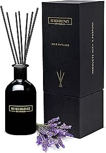 Benevolence LA Reed Diffusers for Home, Lavender & Eucalyptus Relaxing Fragrance | Aromatherapy Reed Diffuser Sticks with Gift Box, Scented Sticks for Bathroom | Home Décor