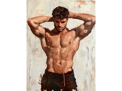 Male Figure Painting Art Print Gay Modern Art Male Portrait Wall Art Bedroom Decor Gift for Gay by Feelingprints - Etsy