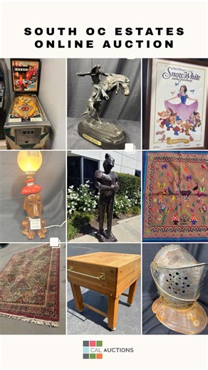 Featured auction items are here! From jukeboxes and pinball to sculptures, vintage toys, and collectibles, you never know what you’ll find. Bid now and bring home something unforgettable! Shop the South OC Estates auction here: CalAuctions.com #estatesale #auctionfinds #uniquefinds | Cal Auctions