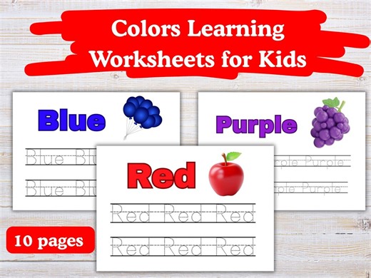 Colors Learning Worksheets for Kids | Printable Color Activities for Preschool & Kindergarten | Fun Educational Worksheets - Etsy