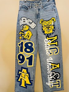 Custom Painted HBCU College Grad Denim Jeans, College Graduation Photoshoot Jeans, College Spirit Wear Unique Designs Student and Alumni - Etsy