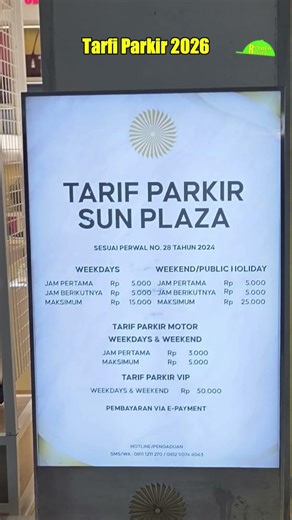 Tarif Parkir Sun Plaza Medan 2026