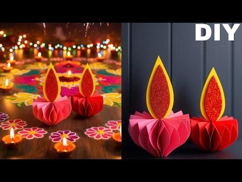 🪔 Paper Diya Making for Diwali | Easy DIY Diwali Decoration Ideas | Paper Craft for Beginners