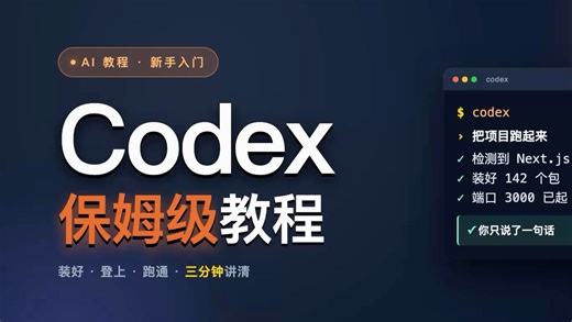 Codex保姆级教程！三分钟上手跑通