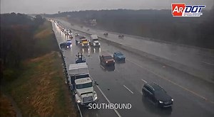 I-49 CRASH: A series of crashes on this wet Thursday morning. This is I-49 NB just south of the Wagon Wheel exit in Springdale, AR. One lane is blocked. Be aware of possible hydroplaning today in these on-and-off heavy rains. | Doug Warner