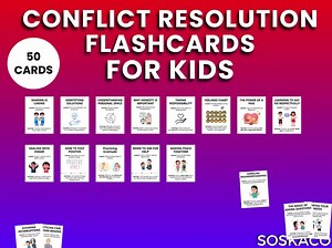 Conflict Resolution Flashcards for Kids, Problem Solving Worksheets Activities, Learning Printable Flash Cards - Etsy