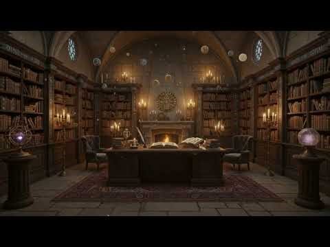 Wizard’s Library at Night 📚🕯️ | 1 Hour Fantasy Ambience
