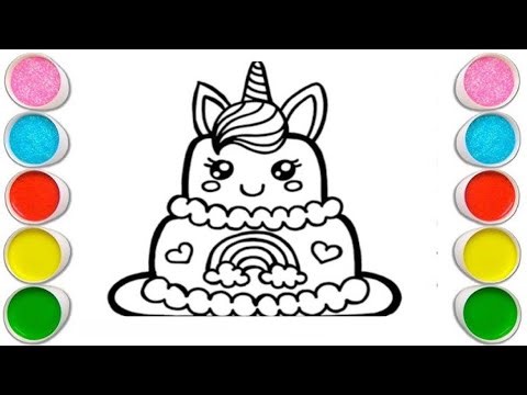 Draw and Colour a Unicorn Birthday Cake 🦄🎂 Easy Unicorn Cake Drawing for Kids | Let’s Draw Together