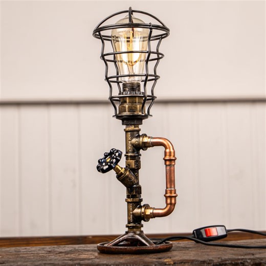 Unique Table Lamp Industrial Steampunk Copper & Metal Desk Lamp - Etsy