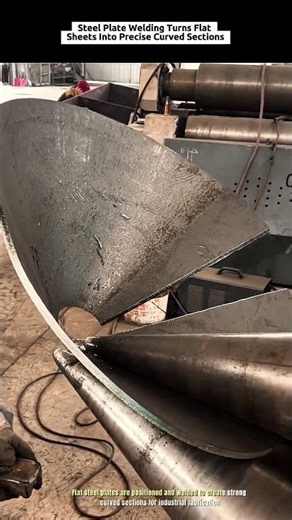 Steel Plate Welding Turns Flat Sheets Into Precise Curved Sections #industrialcrushh