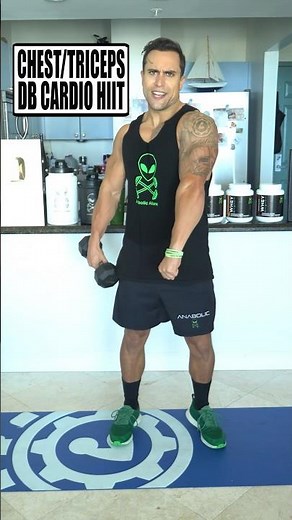 Intense 4 Minute Dumbbell HIIT Home Workout Circuit - Chest, Triceps & Cardio! 🔥💪🏻👽