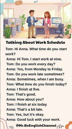 Talking About Work Schedule #englishspeaking #englishlearning #englishforbeginners