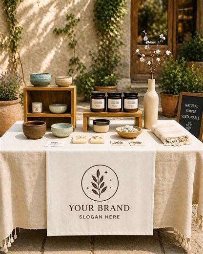 Custom Linen Table Runner With Logo, Personalized Business Branding Cloth, Vendor Market Display Decor, Trade Show Table Cover - Etsy