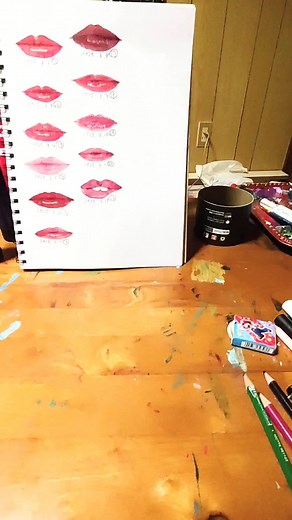 くちびる描き21日目 ぷりっとした唇描きたい くちびるの形チェンジ #唇 #唇塗り練習 #lip #100日チャレンジ #キスしたくなる唇を100日後に描く #art #artwork