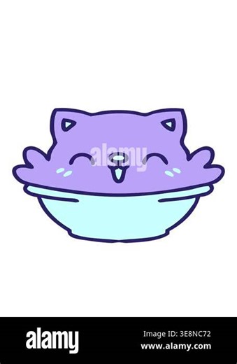 bobbing motion animation of cartoon of some sort of cute cat pudding bowl thing Stock Video Footage - Alamy