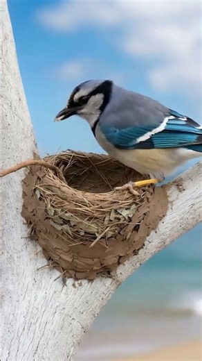 Cutest Home for a Blue Jay | Bird Nest Building 🪺