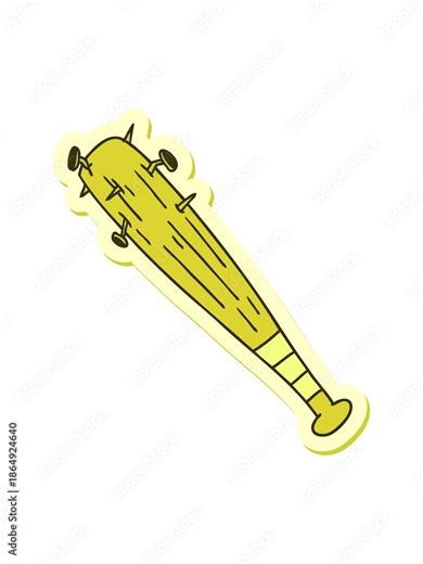 changing color animation of hand drawn sticker cartoon doodle of a bat with nails