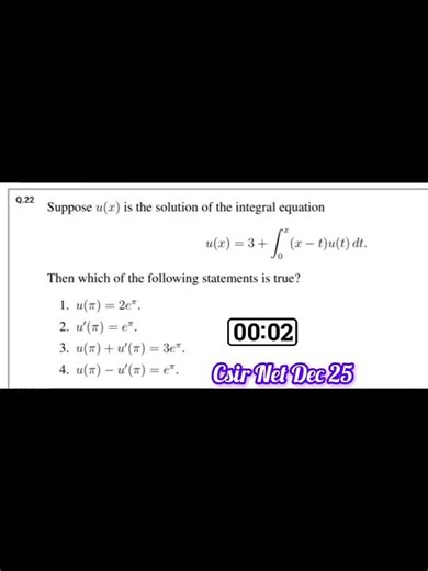 CSIR NET DEC 2025 INTEGRAL EQUATION SOLUTION #exam #2026 #csirnet #jrf #answerkey