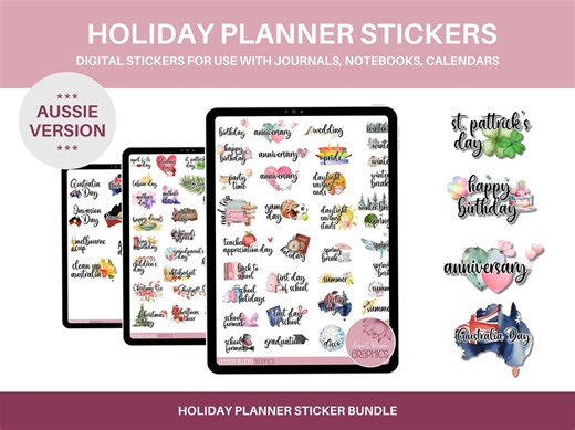 Australian Holiday Planner Stickers Yearly Holiday Stickers Digital Planner Calendar Holiday Stickers Everyday Planner Sticker Icons Aussie - Etsy New Zealand