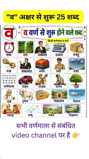 "व"वर्ण से शुरू 25 शब्द हिंदी में / Words starting with va letter #shorts #shortsfeed #वर्णमाला