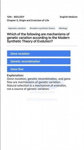 Mechanisms of Genetic Variation in Evolution Biology 12th
