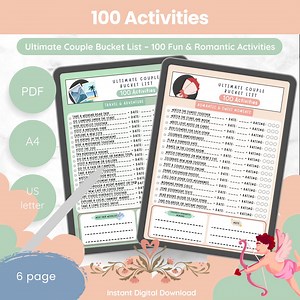 Couple's Bucket List Printable: 100 Activity Tracker (PDF Download) - Etsy