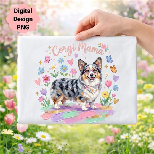 Corgi Mama Digital Clipart, Blue Merle Corgi PNG, Dog Mom Art, Floral Puppy Design, Cute Corgi With Pink Glasses, Instant Download File - Etsy
