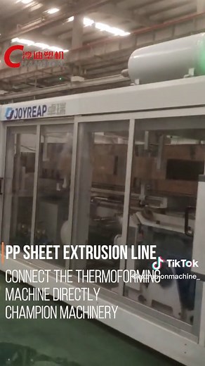 #PP sheet extrusion machine, without winding, connect the #formingmachine directly. Food container, plastic cup making.