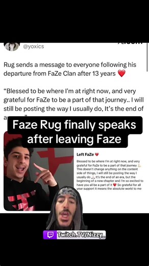 Rug speaks on leaving Faze and new chapter #fazerug #faze #viral | faze rug
