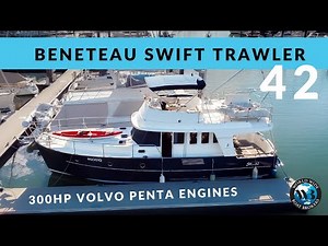 Tour a Beneteau Swift Trawler 42 with low engine hours!
