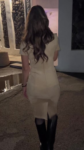 Stylish Leather Outfit with Black Boots and Pantyhose