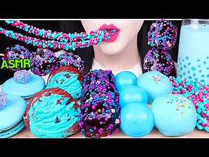 ASMR BLUE FOODS *BLUE BUBBLE TEA, GALAXY JELLY, PLANET GUMMY 갤럭시 젤리, 버블티, 너드 로프젤리 먹방 EATING SOUNDS