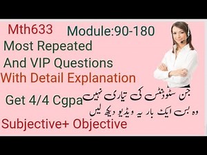 Mth633 "Most Repeated And VIp Questions Topic:90-180 " Part 1" Final Term notes #_education