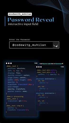 Animated Password Reveal #codewith_muhilan #input #animation