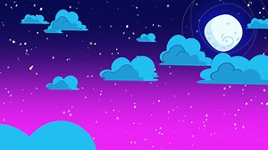 Cartoon animation background with motion clouds and moon 1 | Premium Stock Video Footage