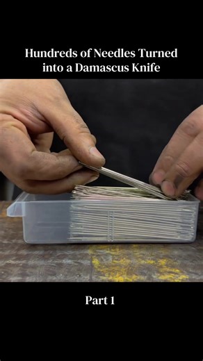 Part 1 Hundreds of Needles Turned into a Damascus Knife #amazing #making #knife #damascus