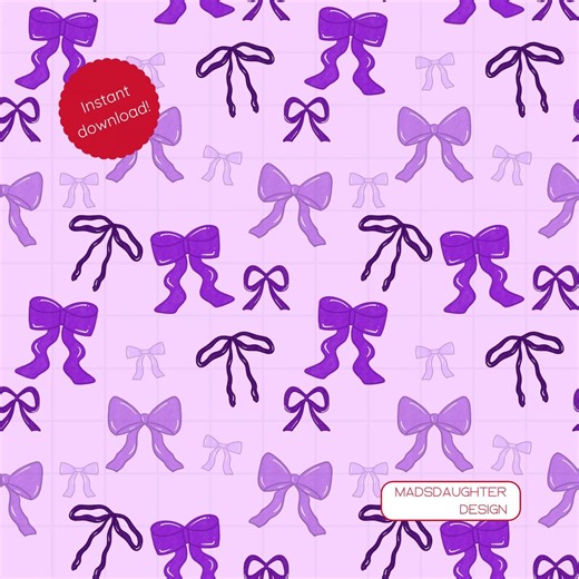 Purple Bows Seamless Pattern Digital Download - Purple Background - Etsy