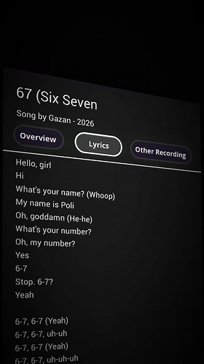 67 (Six Seven) — Hello Girl What Is Your Name (Lyrics)