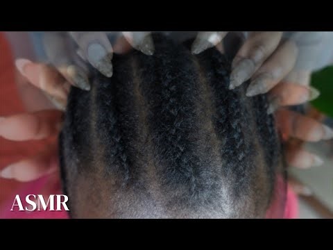 ASMR Soft Layered Scalp Scratching Massage Between Braids (no talking!)