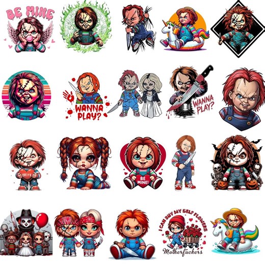 Chucky Doll PNG Set: Kawaii Horror Clipart for Sublimation Digital Download - Etsy