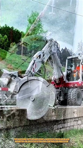 Excavator Road Cutting Machine Slices Concrete with Giant Saw #machine