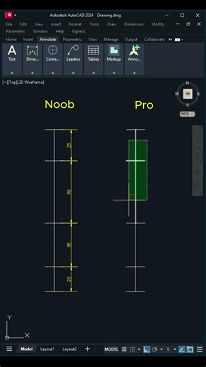 QDIM in AutoCAD - Noob vs Pro Comparison #autocad #cadtutorials #technique