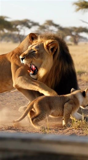 Lion Attacks Cub 😳 Mother Lion Saves It Instantly