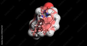 Praziquantel, anthelmintic drug against schistosomiasis, clonorchiasis, and opisthorchiasis, 3D molecule spinning, 4K