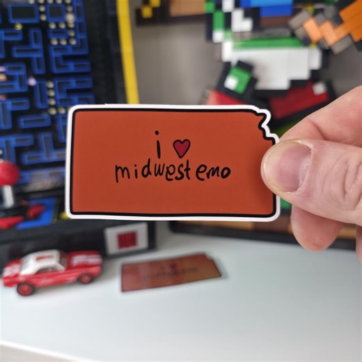 Kansas State Outline Sticker - I Heart Midwest Emo - 3" Glossy Vinyl - Etsy