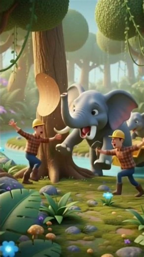 baby elephant 🐘 with family in jungle #cartoon #small TV Cartoon #cute baby elephant #shortvideo