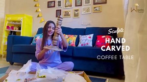 Wooden Twist Sculpte Hand Carved Solid Wood Coffee Table (Antique)