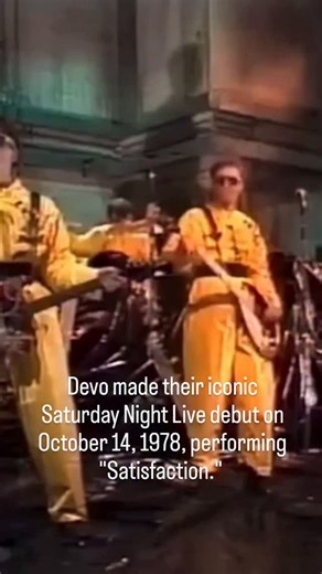 @thequakefm99sanfrancisco on Instagram: "Devo made their iconic Saturday Night Live debut on October 14, 1978, performing "Satisfaction" and "Jocko Homo" in yellow biohazard suits. Recommended by David Bowie, this performance aired one week after the Rolling Stones, immediately contrasting the classic rock era with the new wave/punk movement. Key details of the performance: Significance: It was considered a "new wave epiphany" for viewers, showcasing a robotic, deconstructed cover of the Rolling