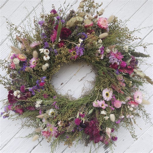 Spring Dried Floral Wreath, Real Dried Flowers (11-2690) - Etsy